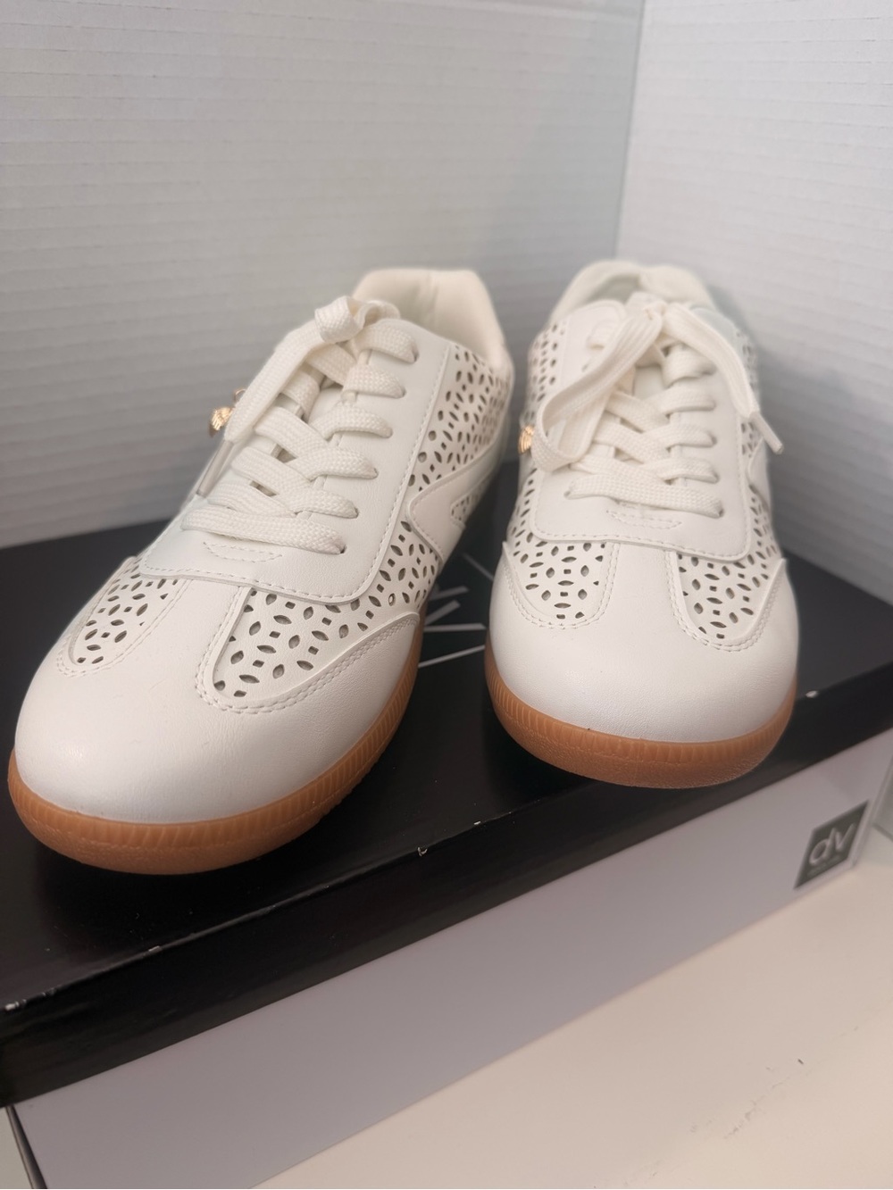 Dolce Vita Cream Lace-Up Sneakers with Gum Sole